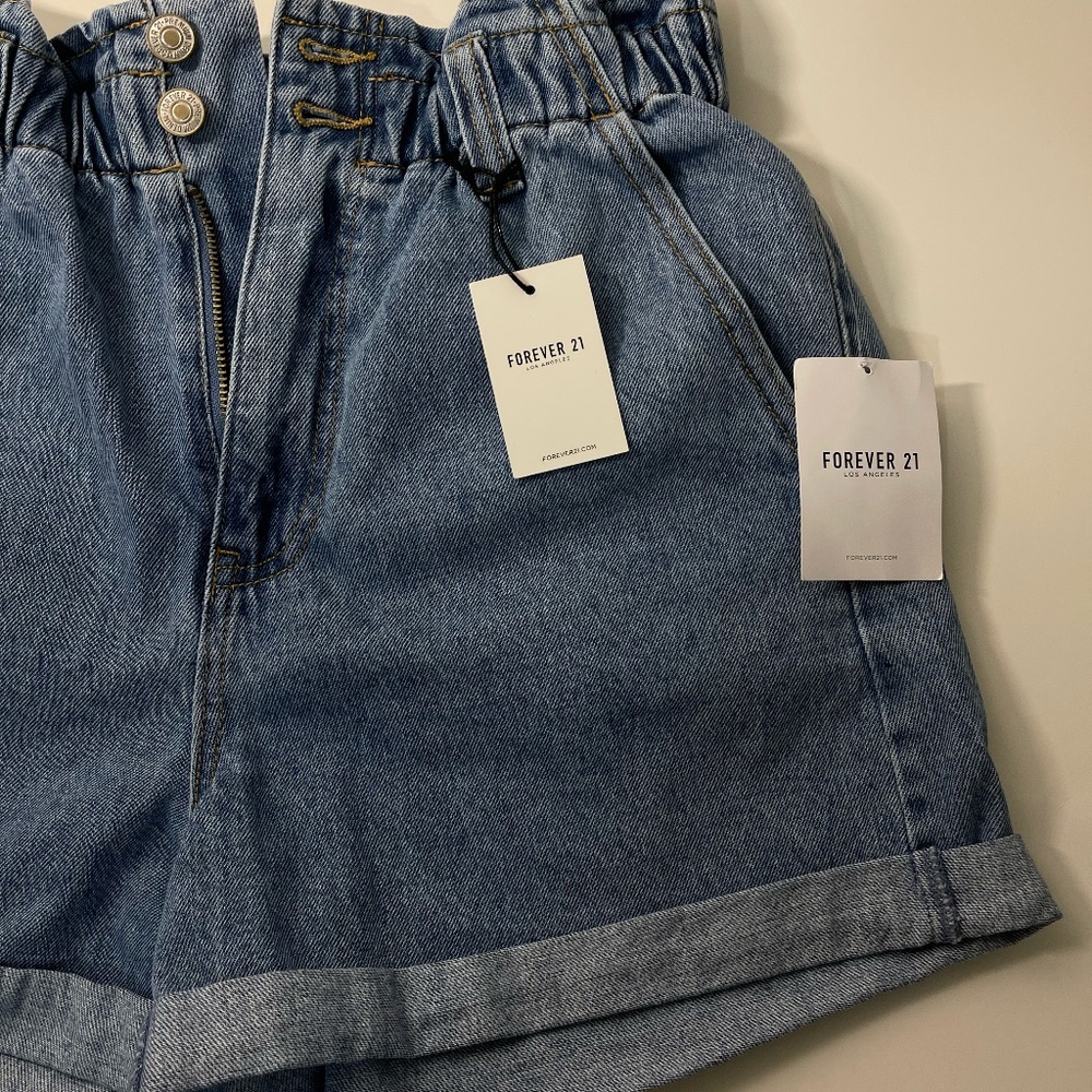FOREVER21 Denim High Waisted Shorts Light Blue with Tags